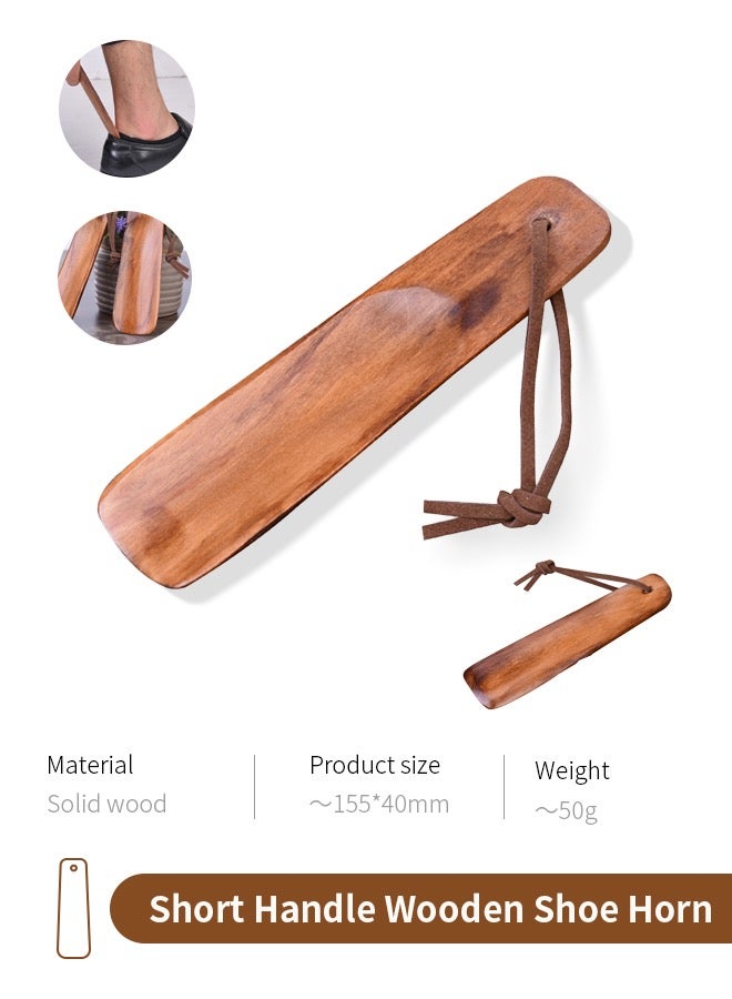 Portable Wooden Shoehorn with Short Handle – Compact Shoe Aid for Men, Women, Seniors & Kids  - Image 1