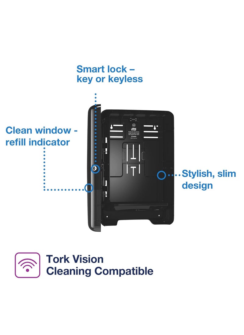 Tork - Tork Xpress Multifold Hand Towel Dispenser Black H2 OneataTime Dispensing Elevation Range 553028 - Image 1