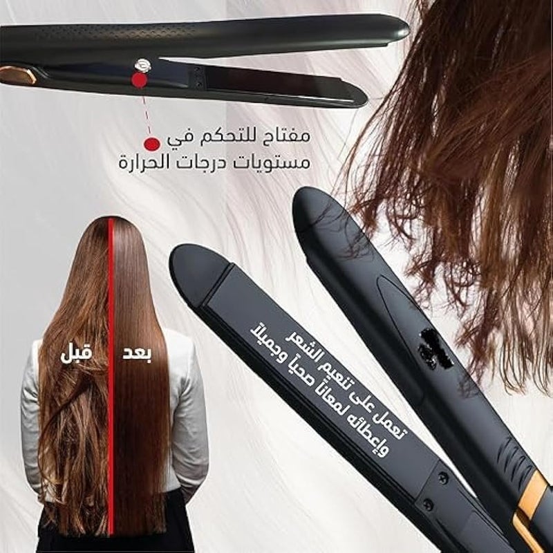 JamakiD Hair Straightener, Salon Quality Styling with 1280°C, Perfect for Curly and Straight Hair, 30s Fast Heating, 360° Swivel Cord, 50W, Model Jpc 10009, Ceramic Plates, Black - Image 2