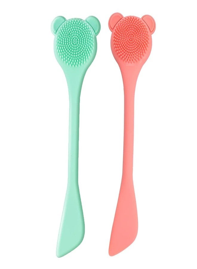 Aternal Silicone Face Mask Brush, Facial Pack Mud Mask Applying Brush Dual Sided Soft Silicone Bristles Face Pack Applicator Set, Spa Cleansing Nose Exfoliator Lip Scrubber Makeup Remover Scrubber, Pack of 2 - Image 1