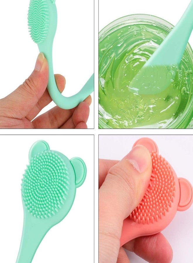 Aternal Silicone Face Mask Brush, Facial Pack Mud Mask Applying Brush Dual Sided Soft Silicone Bristles Face Pack Applicator Set, Spa Cleansing Nose Exfoliator Lip Scrubber Makeup Remover Scrubber, Pack of 2 - Image 5