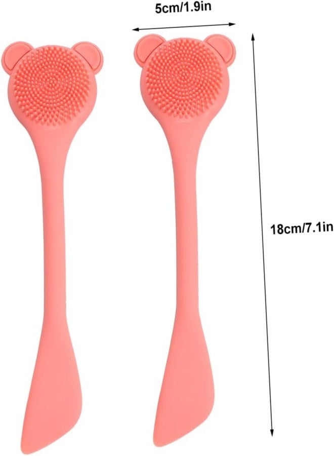 Aternal Silicone Face Mask Brush, Facial Pack Mud Mask Applying Brush Dual Sided Soft Silicone Bristles Face Pack Applicator Set, Spa Cleansing Nose Exfoliator Lip Scrubber Makeup Remover Scrubber, Pack of 2 - Image 2