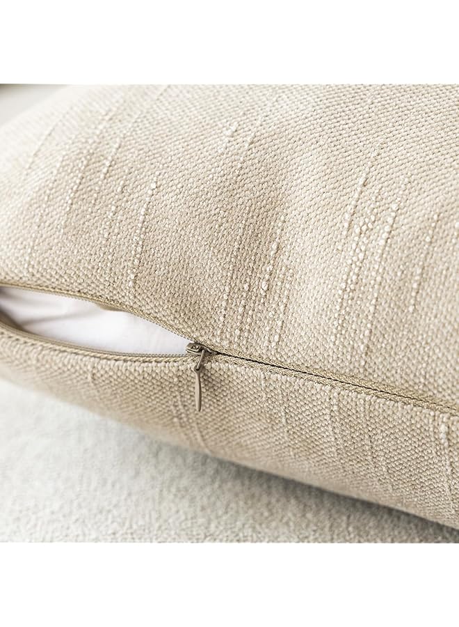 إيروريكس عبوة من 2 غطاء وسادة مزخرف ناعم الملمس، غطاء وسادة سادة مربع الشكل، غطاء وسادة ريفي محايد مريح للأريكة وغرفة النوم وغرفة المعيشة، مقاس 18 × 18 بوصة، بيج - Image 4