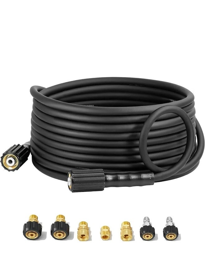 Pressure Washer Hose 50FT X 1/4", 3200 PSI Pressure Washing Hose, Kink Resistant, Heavy Duty Power Washer Hose, Quick Connect Couplers for Replacement, 8 Accessories (Size : 50FT) - Image 1