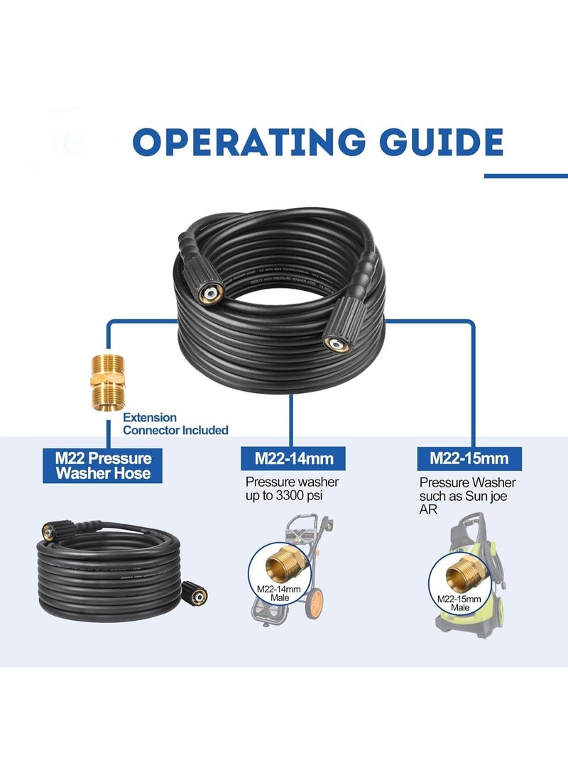 Pressure Washer Hose 50FT X 1/4", 3200 PSI Pressure Washing Hose, Kink Resistant, Heavy Duty Power Washer Hose, Quick Connect Couplers for Replacement, 8 Accessories (Size : 50FT) - Image 5