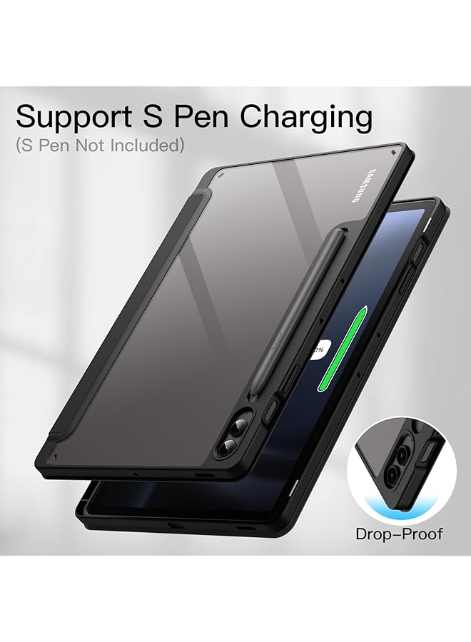 جي تيك حافظة لجهاز سامسونج جالكسي تاب S9 Fe+ S9 Fe Plus مقاس 12.4 بوصة مع حامل قلم S، غطاء خلفي شفاف صلب من البولي كربونات مع حامل ثلاثي الطيات وخاصية الاستيقاظ التلقائي باللون الأسود - Image 4