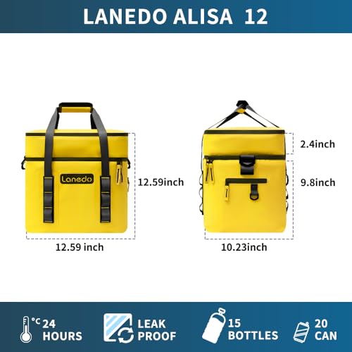 Lanedo Lunch Soft Cooler 20 Can, Soft Carrying Handle Insulated Bag Portable Ice Chest Box for Lunch, Beach, Drink, Beverage, Travel, Camping, Picnic, Car, Trips, Cooler Leak-Proof (Orange) - Image 2