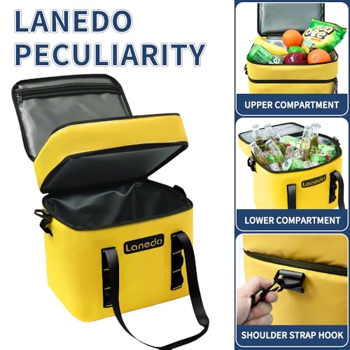 Lanedo Lunch Soft Cooler 20 Can, Soft Carrying Handle Insulated Bag Portable Ice Chest Box for Lunch, Beach, Drink, Beverage, Travel, Camping, Picnic, Car, Trips, Cooler Leak-Proof (Orange) - Image 4