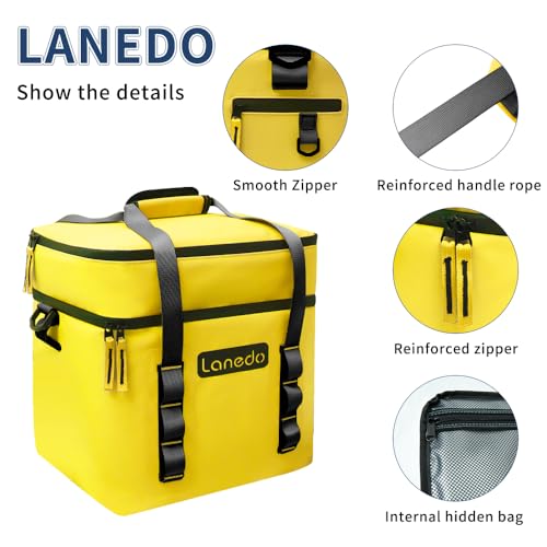 Lanedo Lunch Soft Cooler 20 Can, Soft Carrying Handle Insulated Bag Portable Ice Chest Box for Lunch, Beach, Drink, Beverage, Travel, Camping, Picnic, Car, Trips, Cooler Leak-Proof (Orange) - Image 3