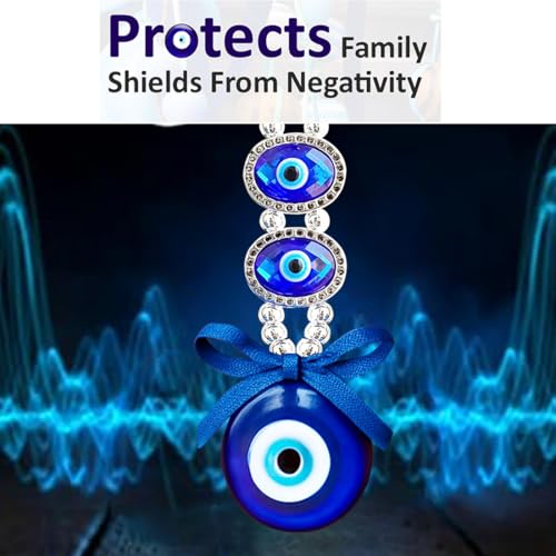 PACKNBUY Multi Eye Evil Eye Wall Hanging Nazar Battu for Home Entrance Main Door Protection Good Luck Turkish Evil Eye Vastu Feng Shui Decor Housewarming Gift (Blue Eyes) - Image 3