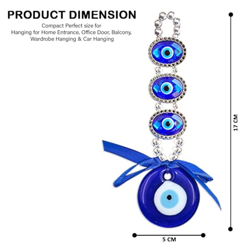 PACKNBUY Multi Eye Evil Eye Wall Hanging Nazar Battu for Home Entrance Main Door Protection Good Luck Turkish Evil Eye Vastu Feng Shui Decor Housewarming Gift (Blue Eyes) - Image 2