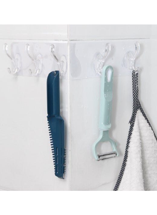 Erdmsp One Piece Self Adhesive Bathroom Kitchen Hanger with 5 Hooks  - Image 3