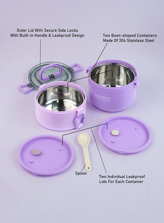 LITTLE SURPRISE BOX Little Surprise Box,Purple Double Decker Stainless Steel Lunch Box - Image 4