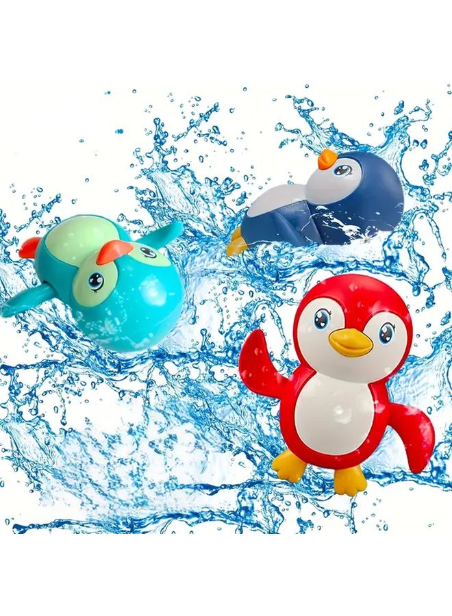 3pcs Baby Bath Toy Wind Up Swimming Penguin Cartoon Plaything For Christmas Gift - Image 2