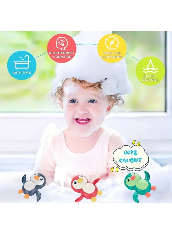 3pcs Baby Bath Toy Wind Up Swimming Penguin Cartoon Plaything For Christmas Gift - Image 5