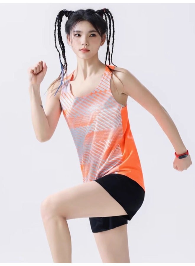 Professional Track And Field Clothing Suit For Boys And Girls, Student Sports Training Clothing Vest, Running Hurdles Compeion Clothing Three-quarter Pants