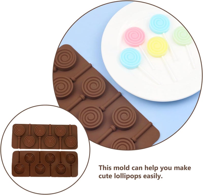 2pcs Silicone Lollipop Mold Set Biscuit and Cookie Shape Chocolate Candy Mold Baking Tool for Homemade Sweets and Candy Making - Image 3