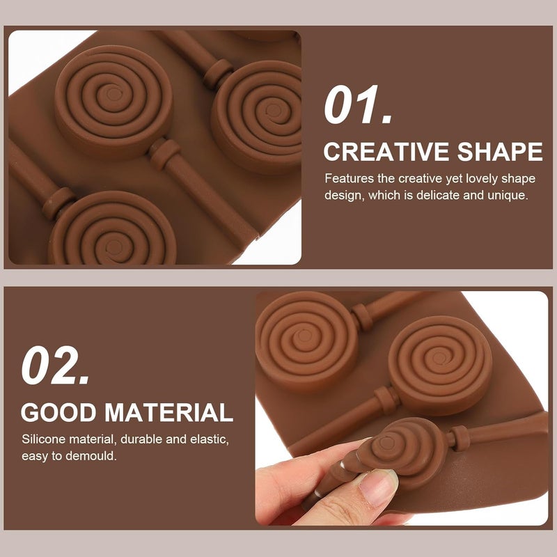 2pcs Silicone Lollipop Mold Set Biscuit and Cookie Shape Chocolate Candy Mold Baking Tool for Homemade Sweets and Candy Making - Image 5