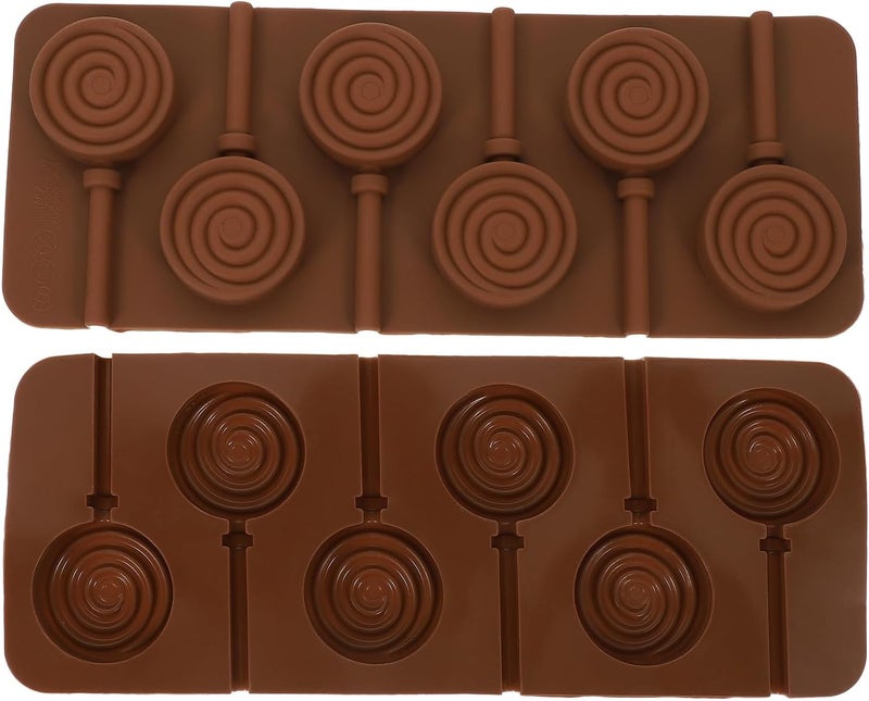 2pcs Silicone Lollipop Mold Set Biscuit and Cookie Shape Chocolate Candy Mold Baking Tool for Homemade Sweets and Candy Making - Image 1