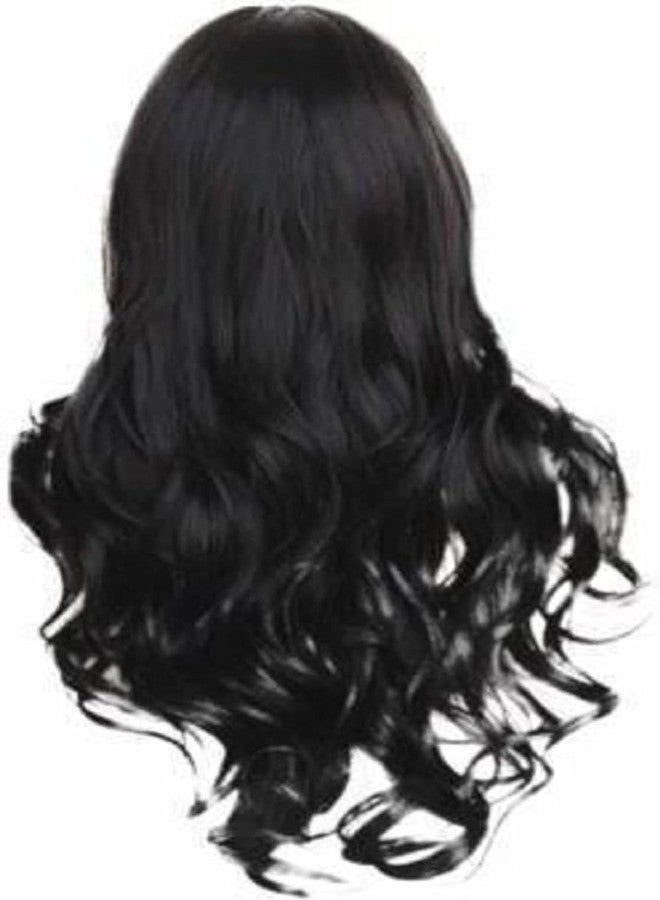 BLUSHIA Women Full Head Long Synthetic 24 Inch/Hair Wig/Natural Looking/Artificial Hair (Black) - Image 2