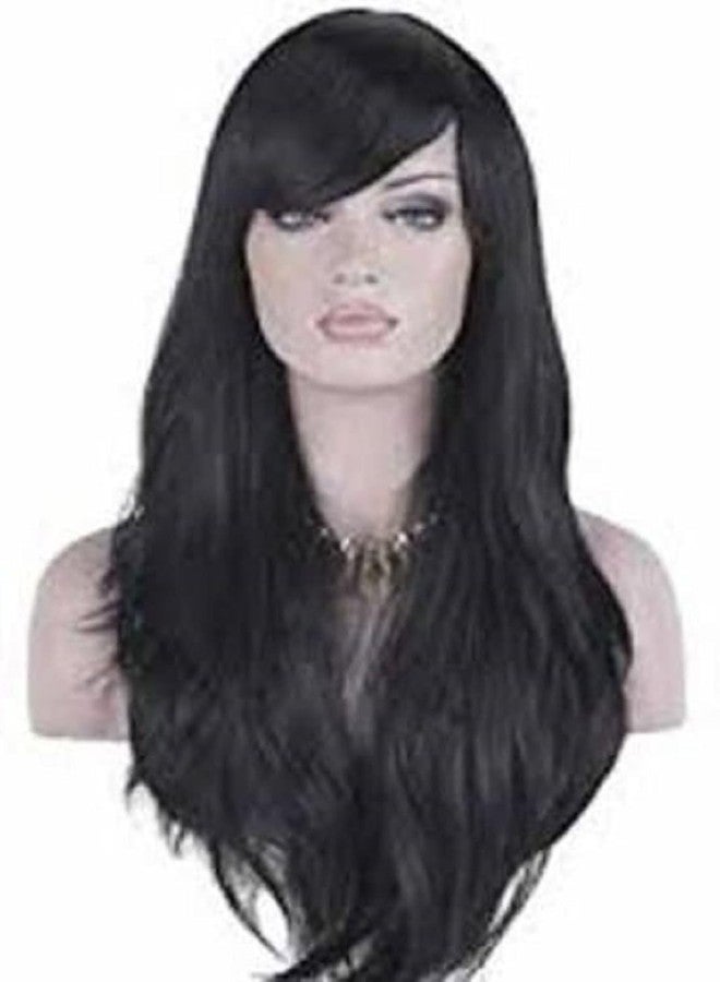 BLUSHIA Women Full Head Long Synthetic 24 Inch/Hair Wig/Natural Looking/Artificial Hair (Black) - Image 4