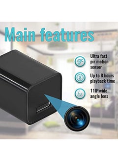 SHOPI شاحن صغير كاميرا خفية HD 1080P كشف الحركة USB شاحن الجدار كاميرا التوصيل كاميرا حلقة تسجيل مربية كام كاميرا مراقبة للمنزل مدبرة المنزل  - Image 2