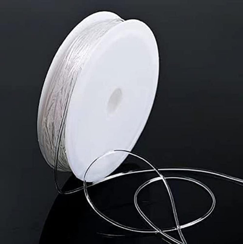KRAFTMASTERS KRAFTMASTER Crafts Stretchy Clear White Elastic Crystal Thread String Cord for Thread, Cord Necklace Jewelry Making Bracelet Beads Thread Making Invisible Thread Decoration(0.8mm) Each 10mm (Pack of 1) - Image 1