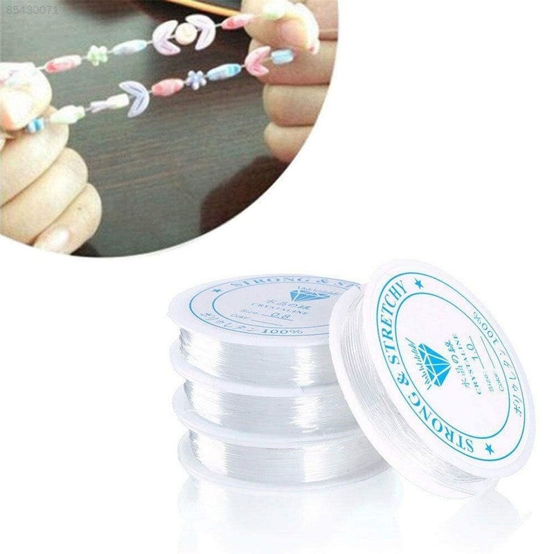 KRAFTMASTERS KRAFTMASTER Crafts Stretchy Clear White Elastic Crystal Thread String Cord for Thread, Cord Necklace Jewelry Making Bracelet Beads Thread Making Invisible Thread Decoration(0.8mm) Each 10mm (Pack of 1) - Image 5