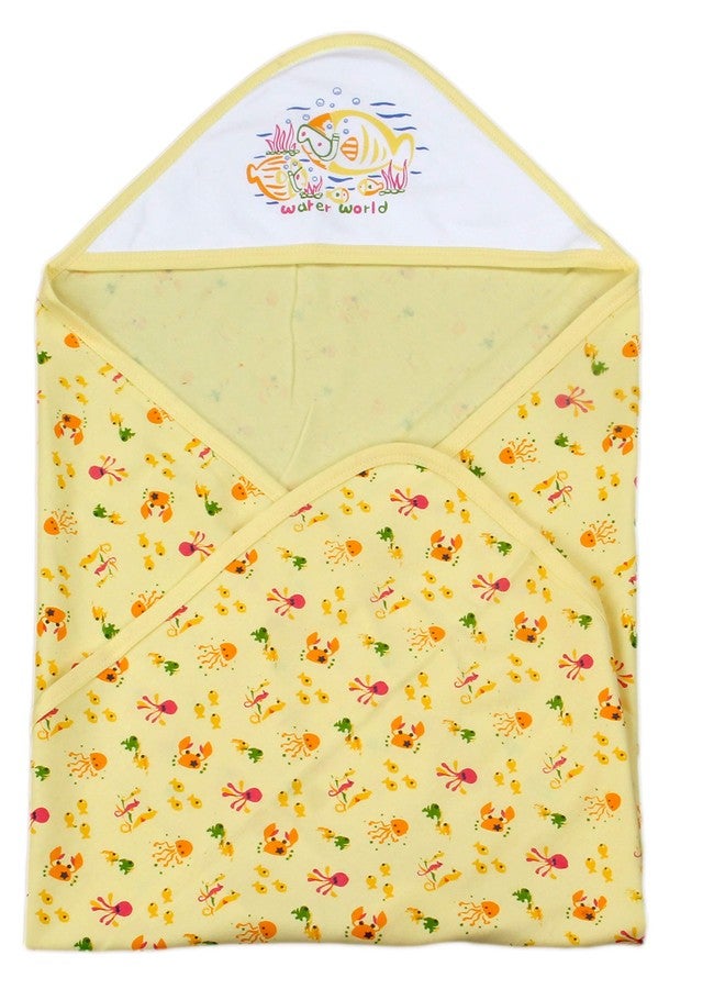 Favism Pure Cotton Soft Breathable New Born Baby Bath Towel with Hood Pack of 3 pcs, Lemon Pink Blue, Size 30 x 30 inch, 0-24 Months, Unisex - Image 2