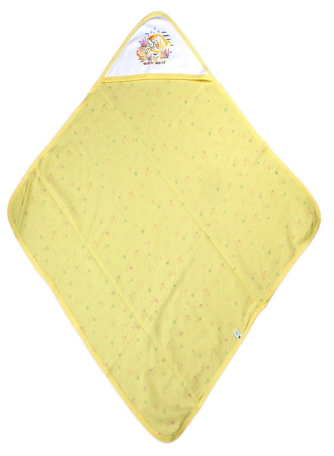 Favism Pure Cotton Soft Breathable New Born Baby Bath Towel with Hood Pack of 3 pcs, Lemon Pink Blue, Size 30 x 30 inch, 0-24 Months, Unisex - Image 4