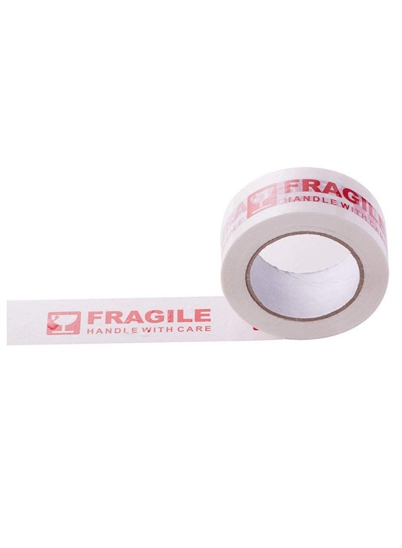 Rubik Fragile Tape Roll 5 cm Width x 66 meters Length Strong Adhesive Red Fragile Handle with Care Warning Packing Tape for Shipping and Moving (3 Rolls) - Image 2