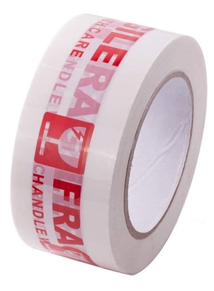 Rubik Fragile Tape Roll 5 cm Width x 66 meters Length Strong Adhesive Red Fragile Handle with Care Warning Packing Tape for Shipping and Moving (3 Rolls) - Image 4
