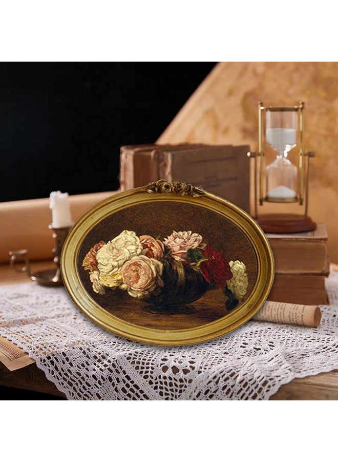 CISOO Vintage Oval Picture Frame 5x7 Antique Photo Frame Decorative Painting Table Top Display and Wall Hanging Home Decor, Ornate Photo Gallery Art, Bronze Gold - Image 3