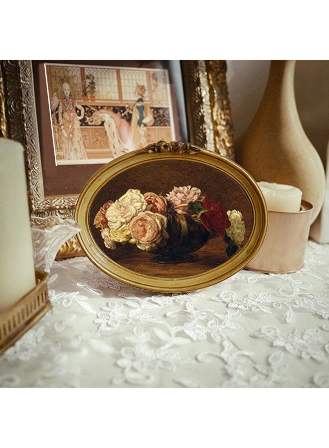 CISOO Vintage Oval Picture Frame 5x7 Antique Photo Frame Decorative Painting Table Top Display and Wall Hanging Home Decor, Ornate Photo Gallery Art, Bronze Gold - Image 1