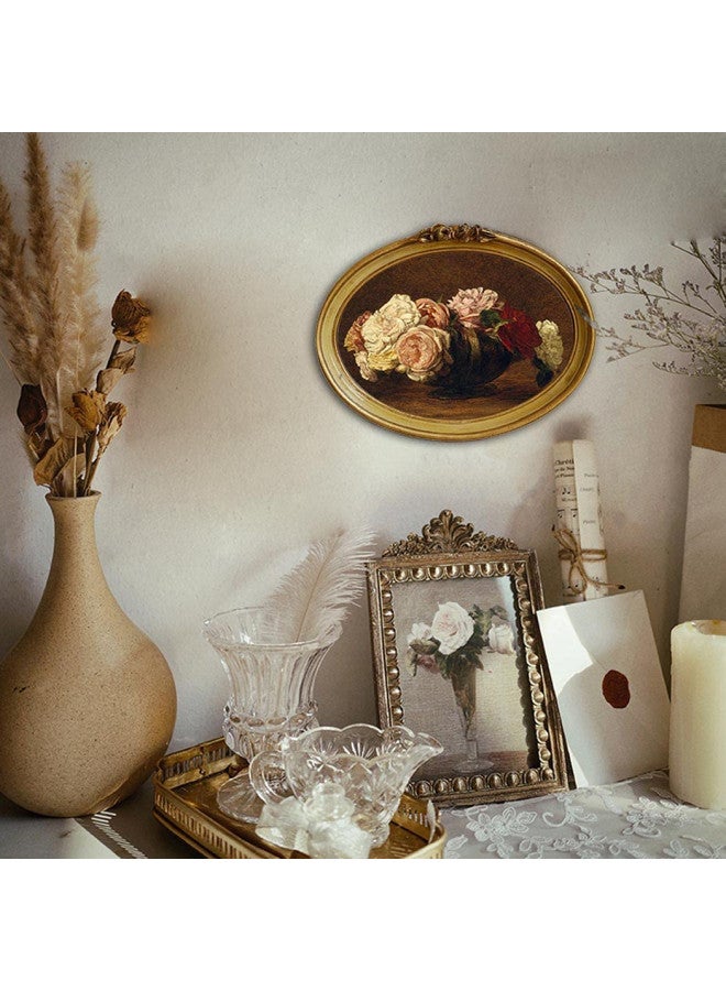 CISOO Vintage Oval Picture Frame 5x7 Antique Photo Frame Decorative Painting Table Top Display and Wall Hanging Home Decor, Ornate Photo Gallery Art, Bronze Gold - Image 4