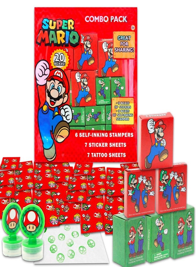 Super Mario Party Favors for 20 Guests Bundle ~ 20 Pieces Mario Favor Boxes with Stickers and Stampers for Kids Birthday Party | Mario Party Supplies and Decorations - Image 2