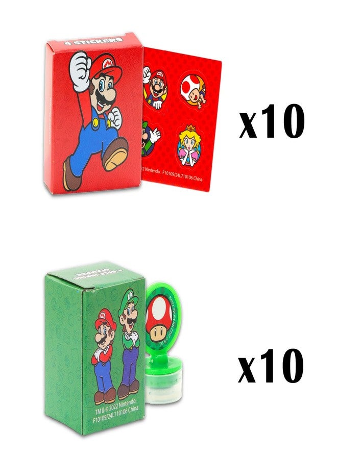 Super Mario Party Favors for 20 Guests Bundle ~ 20 Pieces Mario Favor Boxes with Stickers and Stampers for Kids Birthday Party | Mario Party Supplies and Decorations - Image 3