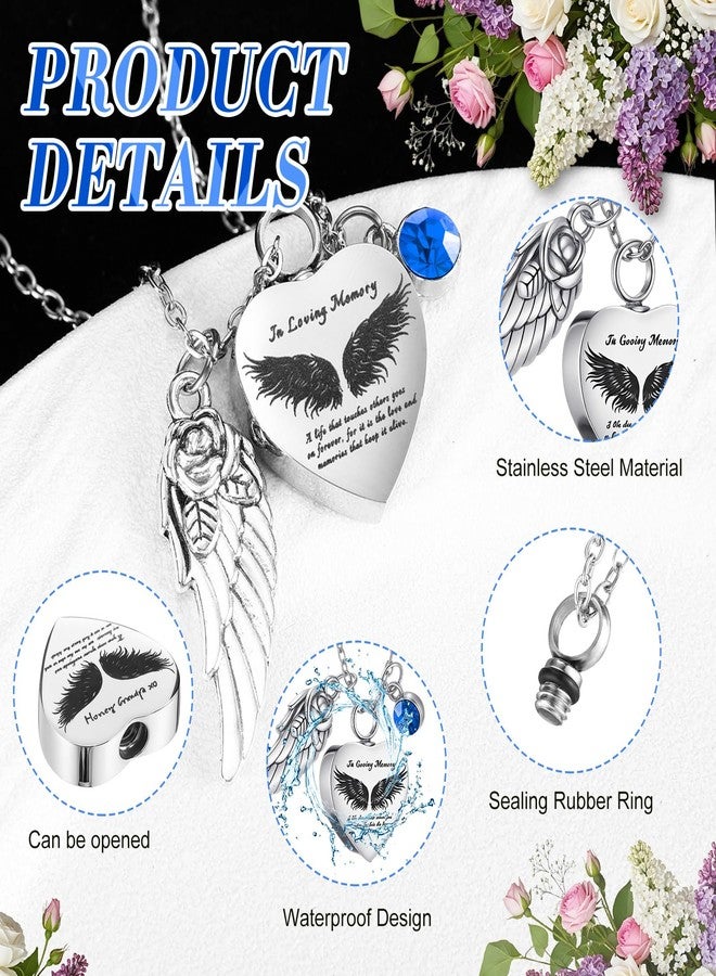 Ecation 12 Set Small Urn Cremation Jewelry Necklaces for Ashes Stainless Steel Keepsake Urns Memorial Locket Mini Ash Holders Waterproof for Human Adult Female Male Family Loved One(Blue) - Image 4