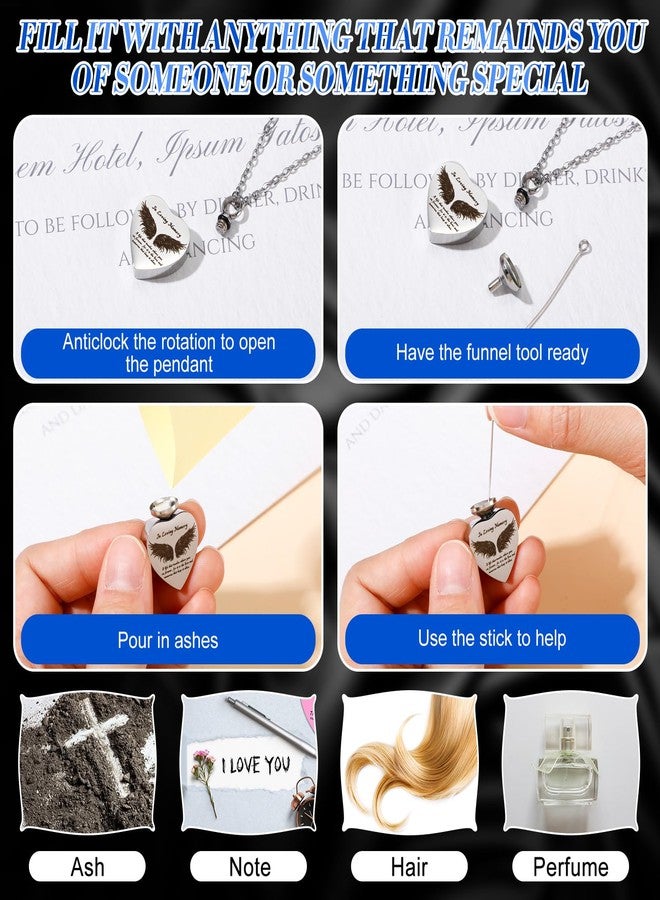 Ecation 12 Set Small Urn Cremation Jewelry Necklaces for Ashes Stainless Steel Keepsake Urns Memorial Locket Mini Ash Holders Waterproof for Human Adult Female Male Family Loved One(Blue) - Image 5