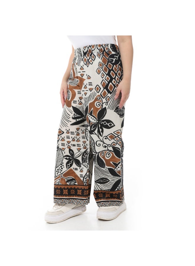 Coctail 19340-Floral Wide Leg Pants-Black  - Image 2