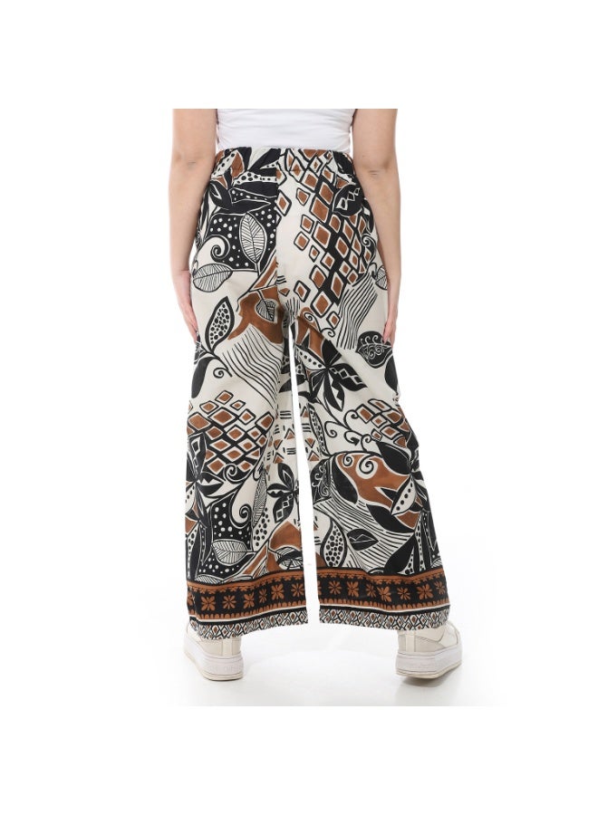 Coctail 19340-Floral Wide Leg Pants-Black  - Image 3