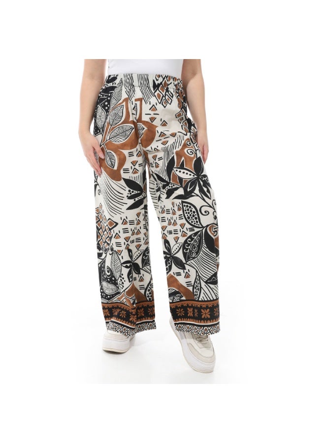 Coctail 19340-Floral Wide Leg Pants-Black  - Image 1