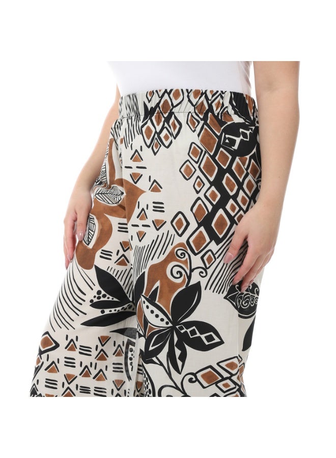 Coctail 19340-Floral Wide Leg Pants-Black  - Image 4