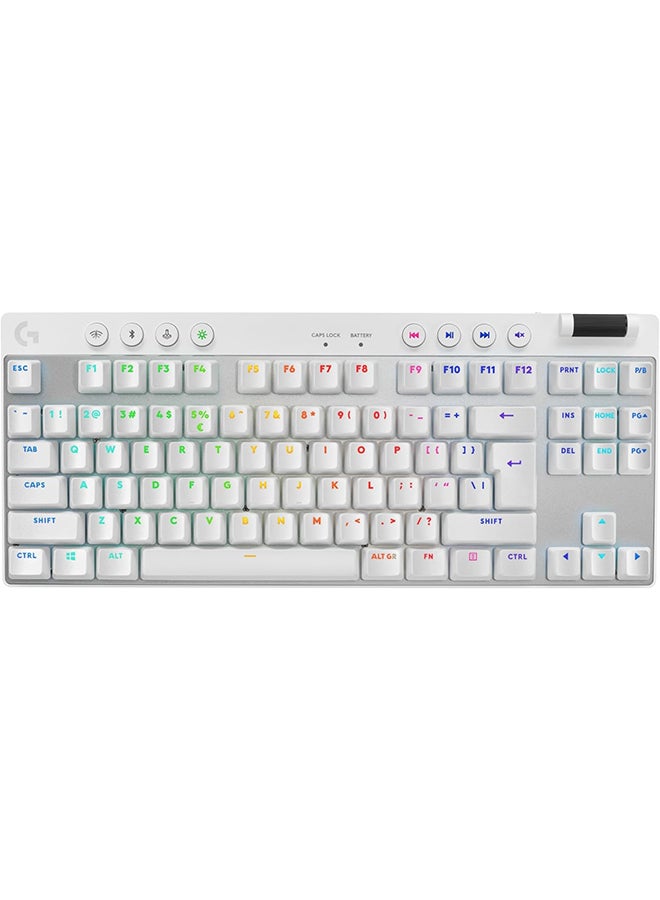 Logitech G PRO X TKL LIGHTSPEED Wireless Gaming Keyboard, Ultra-Portable Tenkeyless Design, LIGHTSYNC RGB, PBT keycaps, Tactile Switches (GX Brown), US INTL Layout - White - Image 1