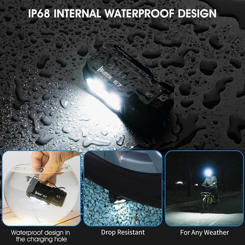 وبين مصباح يدوي Wuben E7 Headlamp 1800Lumens EDC Rechargeable Waterproof Magnetic Flashlight With 26650 Battery Outdoor Camping Running Lighting - Image 4