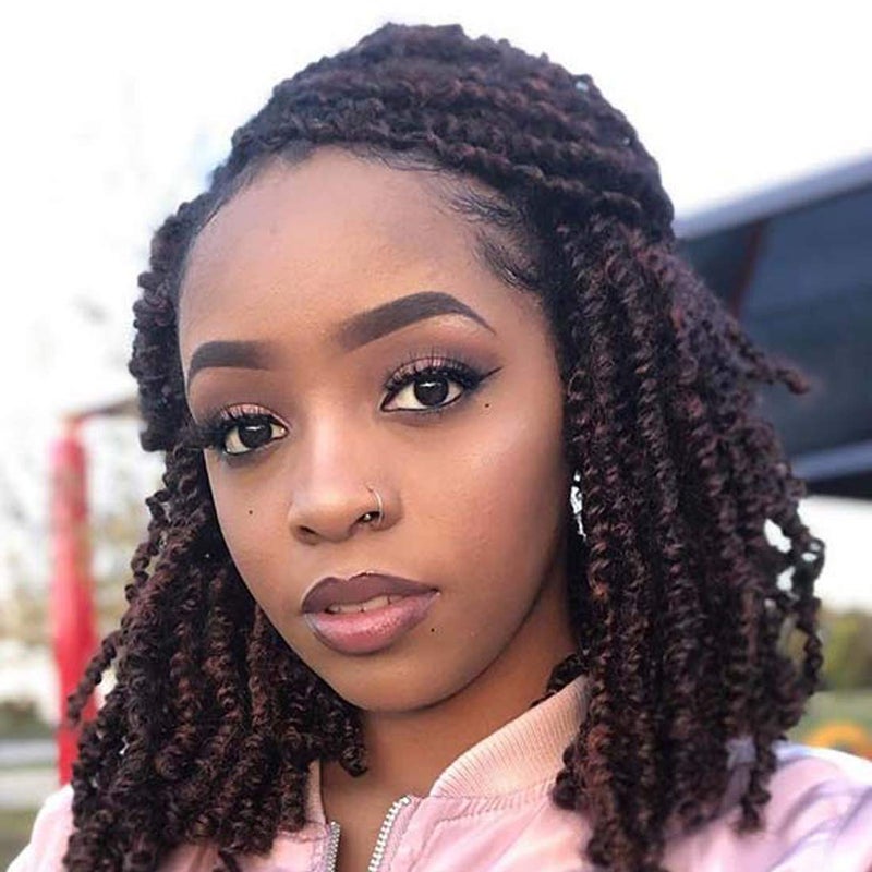 YEBO Spring Twist Hair 4 Packs 8 Inches Spring Twists Crochet Braiding Hair Ombre Colors Synthetic Hair Extensions 30 StrandsPack 110gPackT33