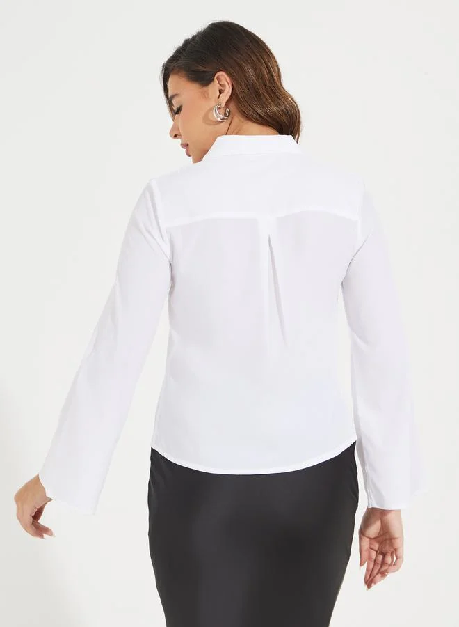Styli Embellished Collar Shirt with Concealed Placket