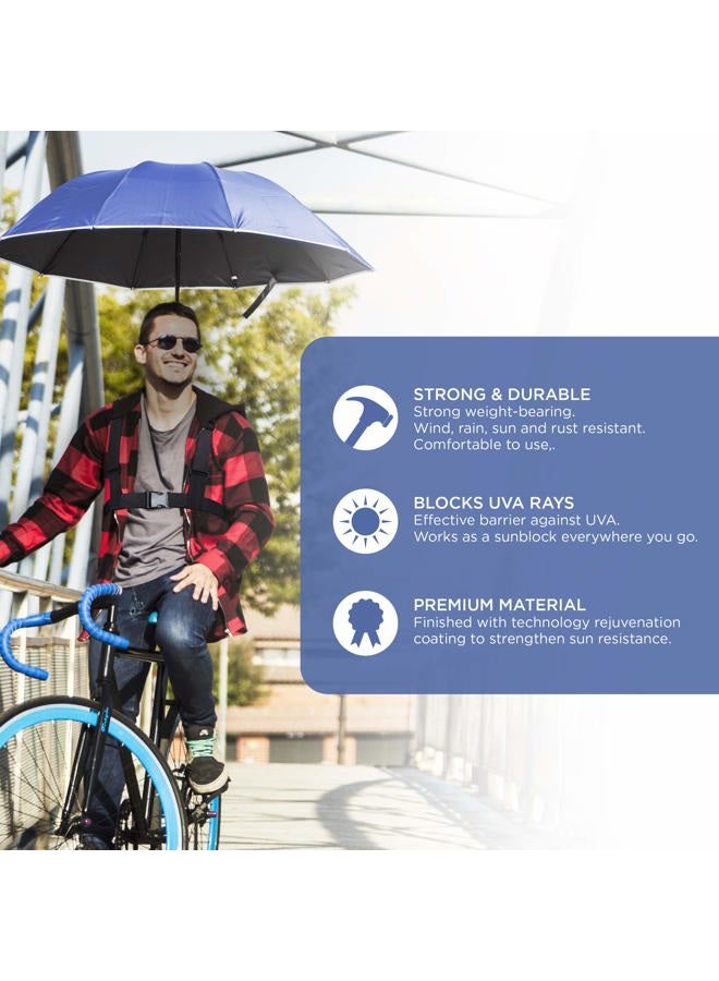 Primo Supply Handles Free Wearable Self Umbrella Sun UV Rain Blocker Fishing Outdoor Camping Use Running Jogging Canoe Kayak Shade Avoid Skin Problems Caused By Sunlight | Blue - Image 4