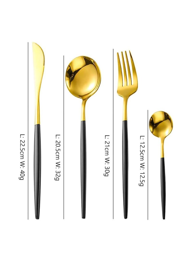 Western Style Flatware Set, 24-Piece Cutlery Set Service for 6, Mirror Polished Stainless Steel Utensil Set (Black/Gold) - Elegant Tableware for Dining, Parties, and Special Occasions  - Image 5