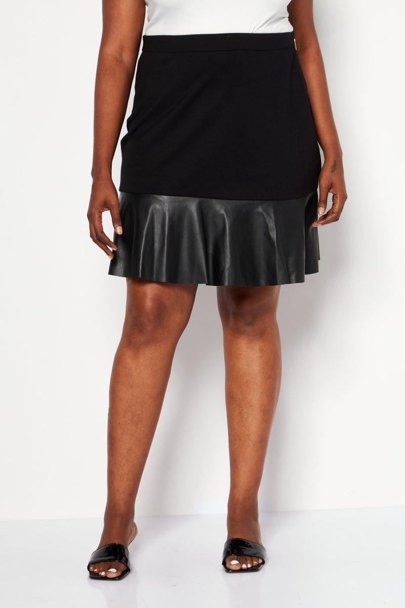 Michael Kors Women Plus Size Plain Mini Skirts, Black - Image 1